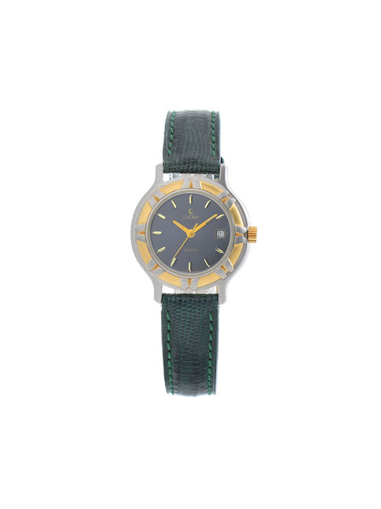 Watch with Green Leather Strap