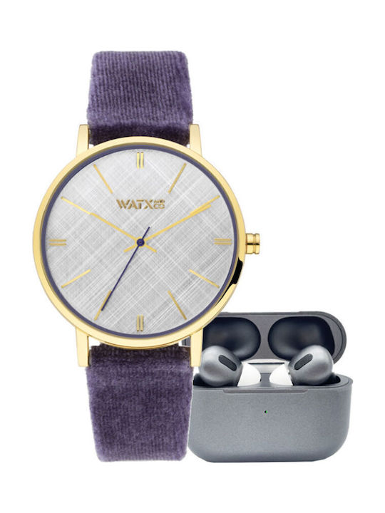 WATX & CO Women's Watch with Purple Fabric Strap
