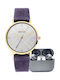 WATX & CO Women's Watch with Purple Fabric Strap