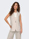 Only Long Women's Vest with Buttons Ecru