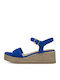 Anatomic Women's Leather Ankle Strap Platforms Blue