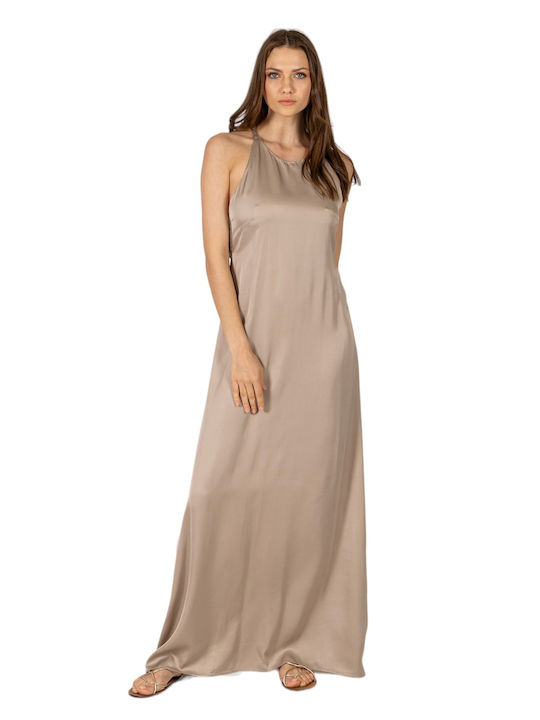 Aggel Maxi Rochie de Seară Satin Beige