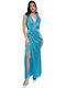 RichgirlBoudoir Maxi Evening Dress with Slit Light Blue