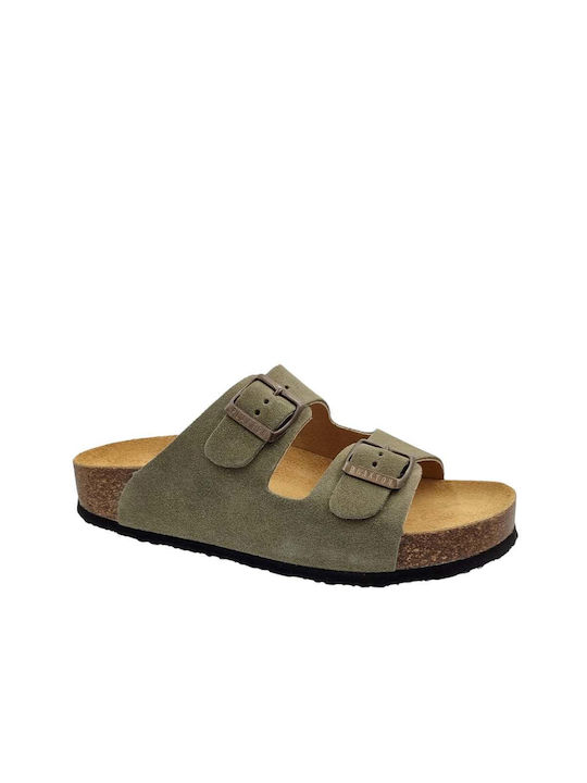 Plakton Flatforms Leather Women's Sandals Green