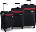 Fabric Suitcases Small Medium Large Forecast Sme-932-set3 Black