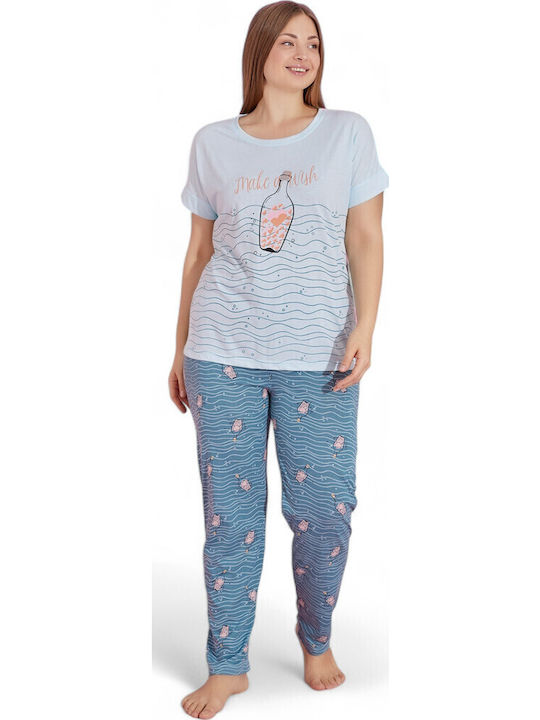 PijaMood Summer Women's Pyjama Set Light Blue
