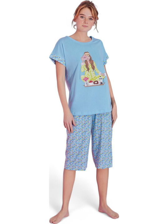 PijaMood Summer Women's Pyjama Set Light Blue
