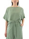 Black n Black Women's Summer Blouse Linen Short Sleeve Green