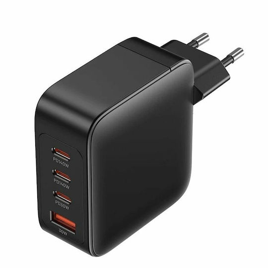 Vention Mobile Phone Charger with USB-A Port and 3 USB-C Output Ports and USB-C - USB-C Cable 140W Power Delivery / Quick Charge 3.0 Black