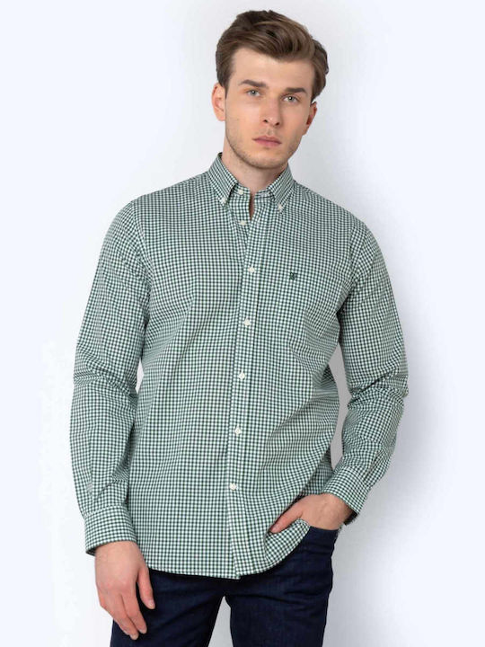 The Bostonians Men's Shirt Long Sleeve Cotton Checked Green