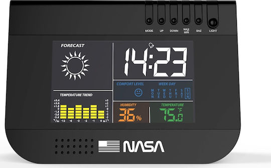 NASA SB6701 Ασύρματος Μετεωρολογικός Σταθμός Ψηφιακός Επιτραπέζιος Μαύρος NASA SB6701 Ασύρματος Μετεωρολογικός Σταθμός Ψηφιακός Επιτραπέζιος Μαύρος