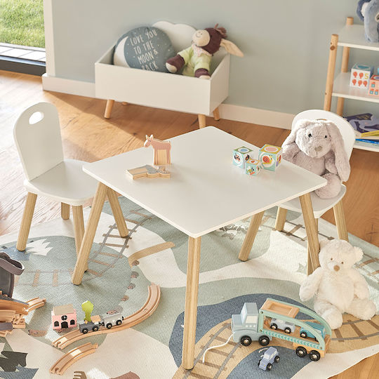 Kids Table Set with Chairs Made of White Wood Zeller