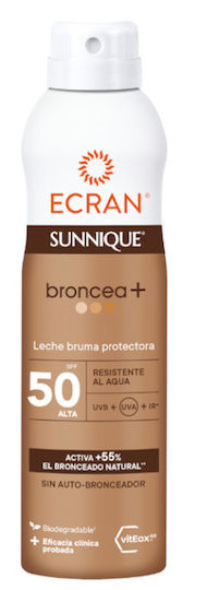 Ecran Sunnique Broncea+ Αδιάβροχο Αντηλιακό Γαλάκτωμα Σώματος SPF50 σε Spray 250ml
