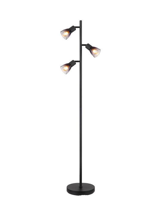 Globo Lighting Floor Lamp H161xW30cm. with Socket for Bulb E14 Black