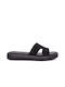 Mexx Lotus Leather Women's Flat Sandals in Black Color