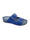 Sunny Sandals Leder Damen Flache Sandalen Anatomisch in Blau Farbe