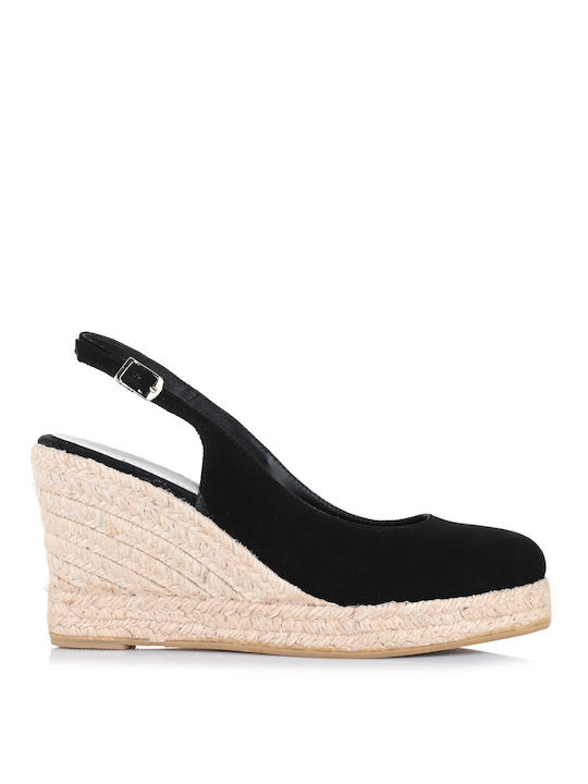 Sofia Manta Women's Leather Platform Espadrilles Black