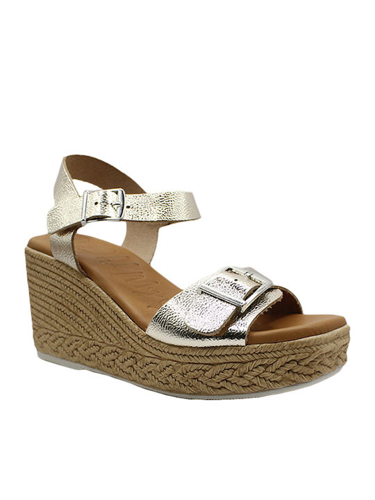 Women's Leather Platform Shoes Gold