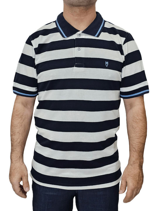 Unique Men's Short Sleeve Blouse Polo Navy