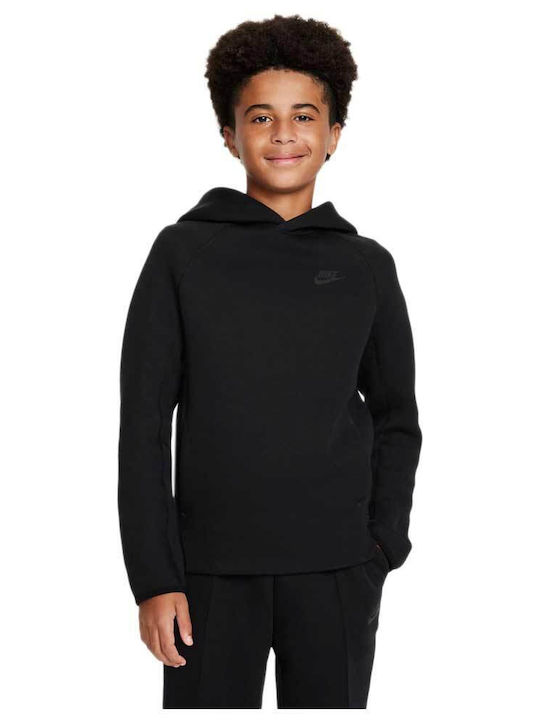 Nike Kids Fleece Sweatshirt with Hood Black Sportswear Tech