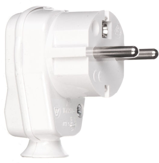 PCElectric Щепсел за ток Мъжки Schuko с С прекъсвач Бял