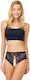 CottonHill Frauen Sexy Slip offenem Schritt Blau