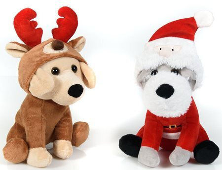 Fun World Plüsch-Welpe mit Designs Santa Claus & Rentier Weihnachten für 3+ Jahre 20 cm Verschiedene Designs