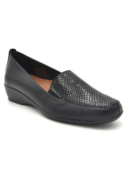 Piele Mocasini pentru femei în culoarea Negru