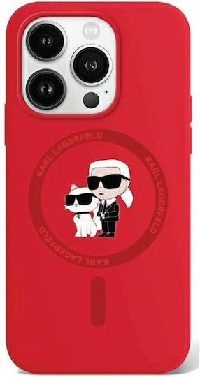 Karl Lagerfeld Karl&Choupette Umschlag Rückseite Kunststoff / Silikon Rot (iPhone 15 Pro Max)