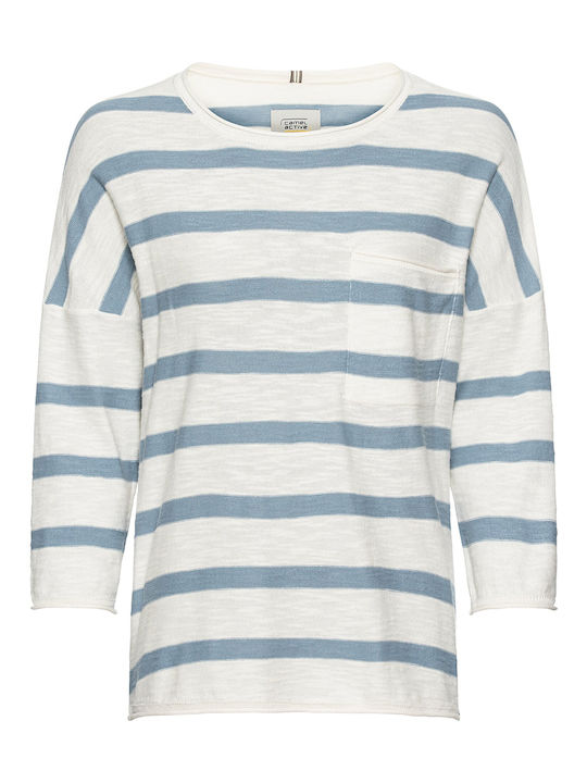 Camel Active Women's Pullover Cotton Striped Blue