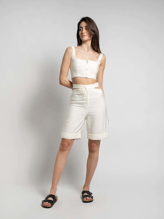 Fashioncore Γυναικεία Βερμούδα Εκρού
