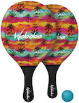 Waboba Rainbow Palm Leaves 169C06A Kids Beach Rackets Set Multicolored 2pcs with Ball Rainbow Palm Leaves