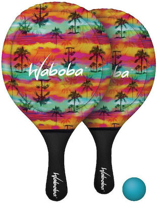 Waboba Set Rachete de Plajă pentru Copii Multicolore 2buc cu Mingiuc Rainbow Palm Leaves