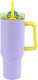 I-Total Travel Handled Tumbler Θερμός Ανοξείδωτο 1.2lt Purple με Καλαμάκι και Λαβή