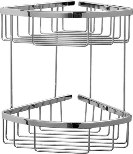 Verdi R-10 Ъглова Стенна Рафтове За Баня Метален 29x21x29см Сребрист