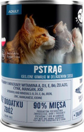Pet Republic Nassfutter für Erwachsene Katzen in Dose mit Forelle ohne Gluten 400gr