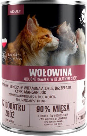 Pet Republic Nassfutter für Erwachsene Katzen in Dose mit Rindfleisch ohne Gluten 400gr