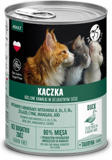Pet Republic Nassfutter für Erwachsene Katzen in Dose mit Ente ohne Getreide & Gluten 400gr