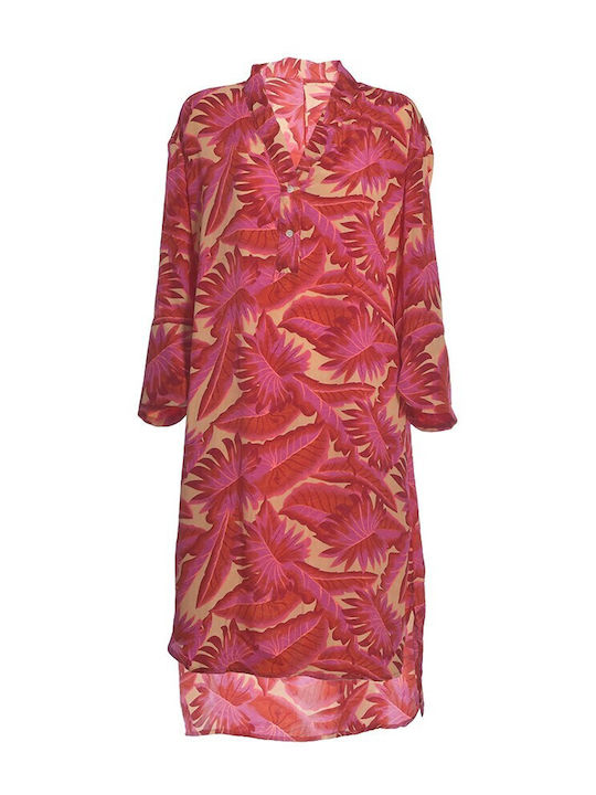 Ble Resort Collection Γυναικείο Μακρύ Φόρεμα Παραλίας Φουξ/κοκκινο