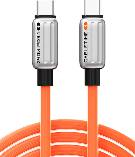 Cabletime USB 2.0 Cable USB-C male - USB-C 240W PD Πορτοκαλί 1m CT-CM240-ZSO1
