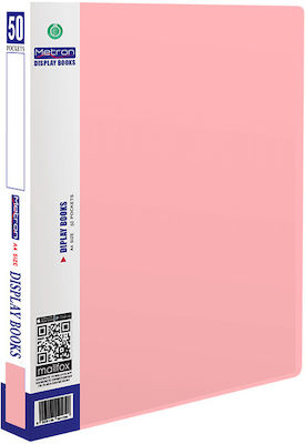 Metron Clipboard Flexible with 50 plastic sleeves Slides for Paper A4 Pink Θεσεων 1pcs 907.591798