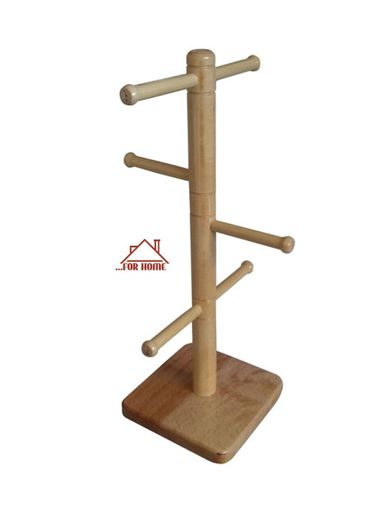 ForHome Βάση για Κούπες Ξύλινη 19x19x51εκ.