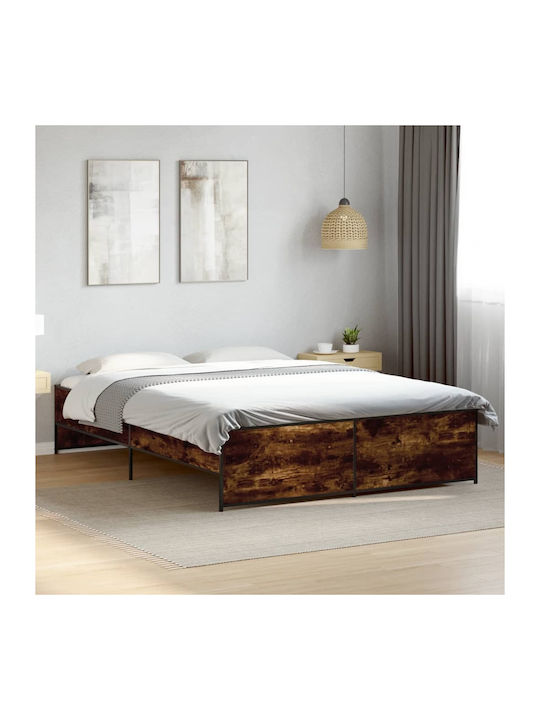Uppstoffbett Doppelbett Holzbraun mit Lattenrost für Matratze 160x200cm