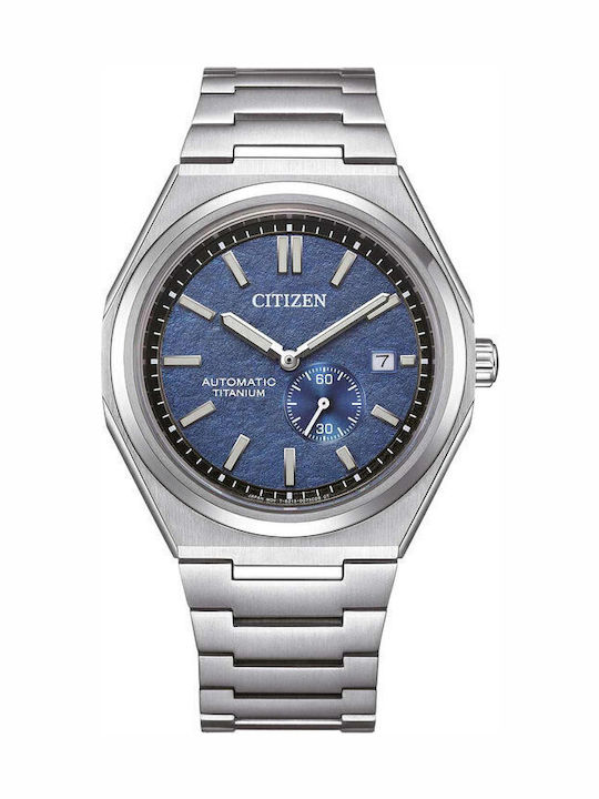 Citizen Ανδρικό Ρολόι 41mm Αυτόματο με Ασημί Μεταλλικό Μπρασελέ