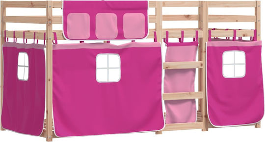 Kids Bed Loft Bed Single Pink for Mattress 90x200cm