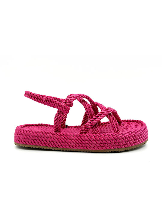 Twist Women's Flat Sandals in Fuchsia Color