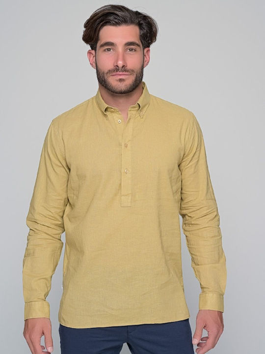 Staff Trevor Long-sleeved Linen Shirt Beige