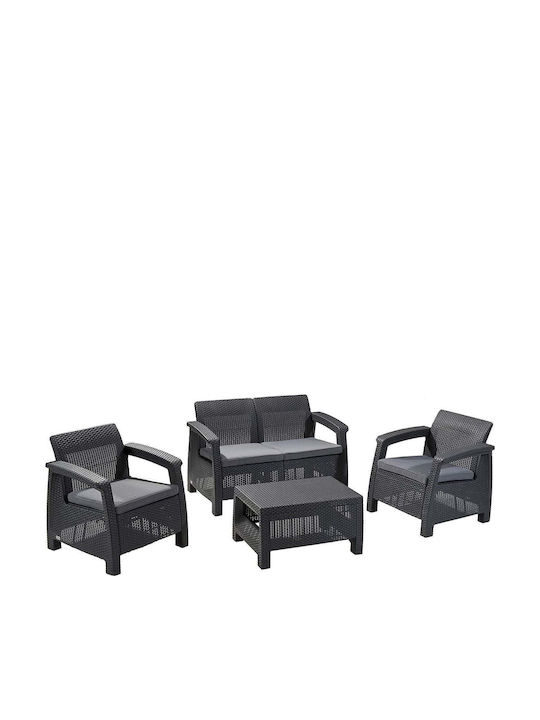 Garden & Outdoor Furniture Set 4 Pieces Grey