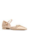 Lederne Damen Ballerinas Spitz zulaufend in Gold Farbe
