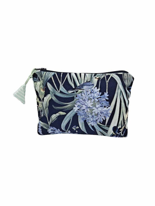 Toiletry Bag - Handmade "Garden Navy" Dimension 18 x 13cm